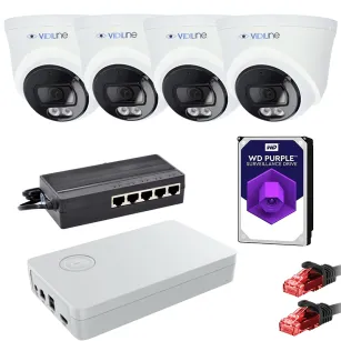 Vidiline ZES-14D-515-4 Zestaw IP z 4 Kamerami 4Mpx Switch PoE Dysk HDD 1tb