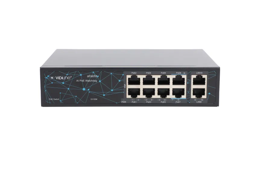 VidiLine VIDI-F0820FB Switch PoE 8x 100mb/s Uplink 2x 100mb/s 120w