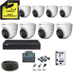 VidiLine FULL-8MPX-8KAM-KOP Gotowy do Podłączenia Monitoring 4K 8 Kamer Kopułkowych HDD 1tb