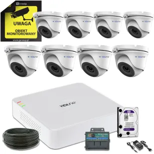 VidiLine FULL-VIDI_8XVID-52D Zestaw Monitoringu 8 Kamer Kopułkowych 5Mpx Dzień/noc Ir20