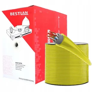 BestLan Kabel Skrętka U/FTP Kategoria 6a Czysta Miedź CU PVC Żółty 305m