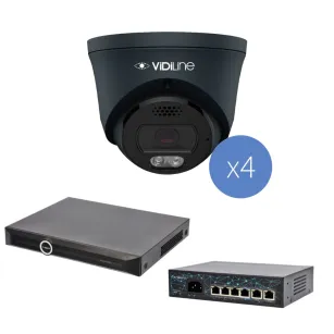 VidiLine KIT-8232-38D-4 Zestaw Monitoringu IP 4 Kamery 8Mpx Ew Rejestrator Switch