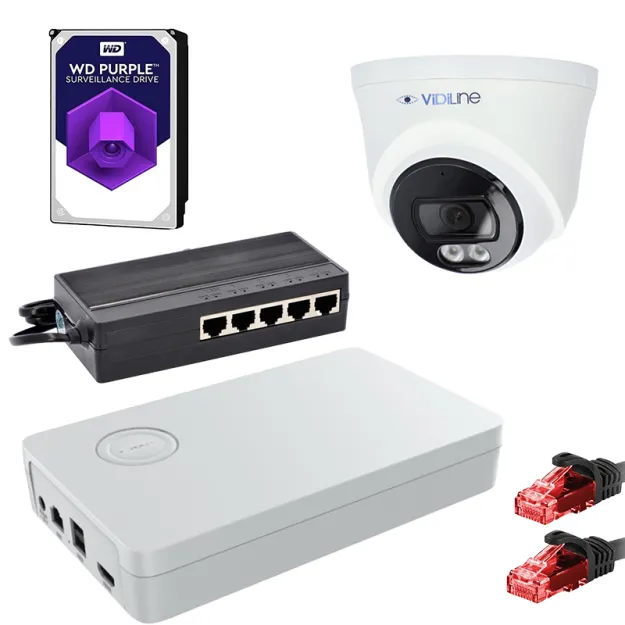 Vidiline ZES-14D-515-1 Zestaw Monitoringu IP Kamera 4Mpx Switch PoE Dysk 1tb PoE