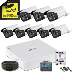 VidiLine FULL-VIDI_8XVID-52T Monitoring 8 Kamer Tubowych zewnętrznych 5Mpx Ir20
